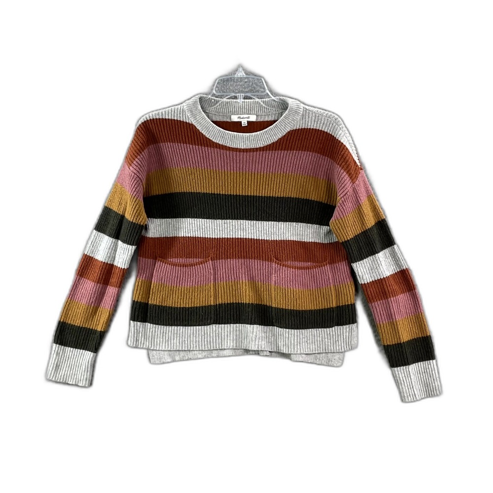 Madewell Patch Pocket Pullover Sweater Womens XS Walton Stripe Grunge Gorpcore‎